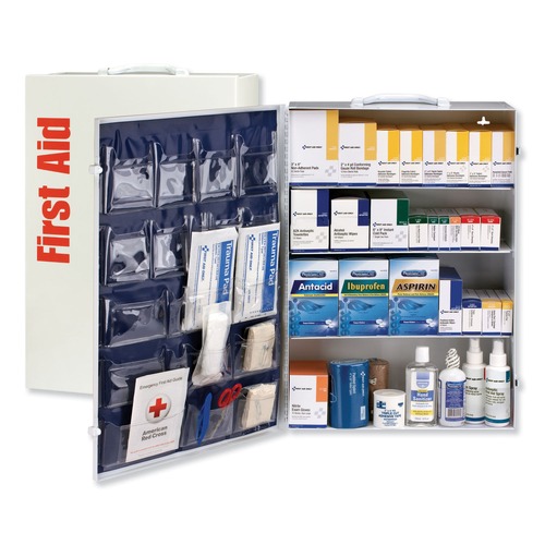 First Aid Only 90576 Ansi Class Bplus 4 Shelf First Aid Station With Medications, 1,461 Pieces, Metal Case image number 0