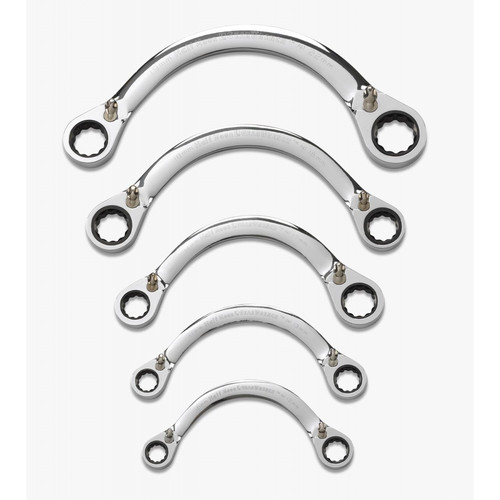 GearWrench 9850 5-Piece Metric Half Moon Reversible Ratcheting Wrench Set image number 0