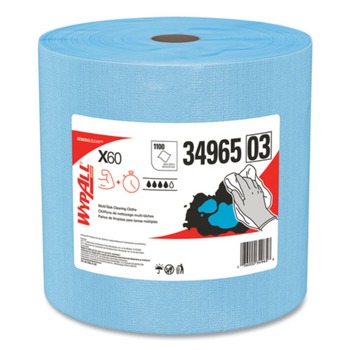 WypAll 34965 12-1/2 in. x 13-2/5 in. X60 Cloths - Blue, Jumbo (1100/Roll)
