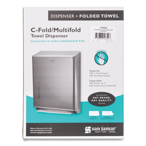 Paper Towel Holders | San Jamar T1900SS 11.38 in. x 4 in. x 14.75 in. C-Fold/MultiFold Towel Dispenser - Stainless Steel image number 0