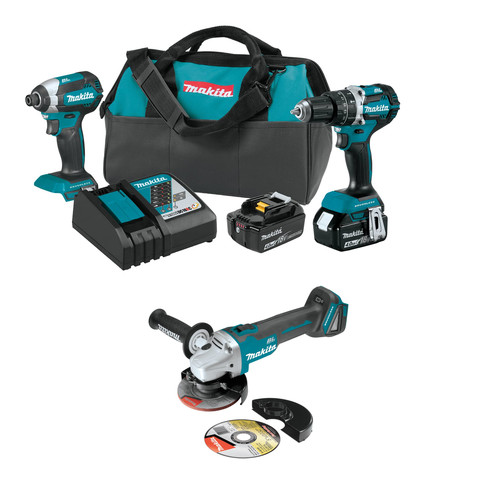 Makita XT269M+XAG04Z 18V LXT Brushless Lithium-Ion 2-Tool Cordless Combo Kit (4 Ah) with LXT Angle Grinder image number 0