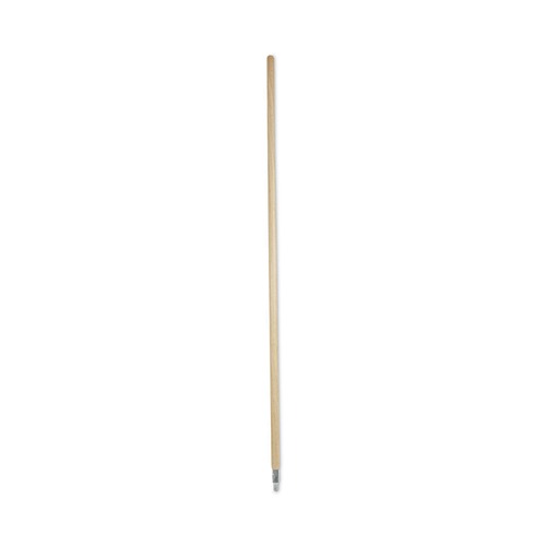 Brooms | Boardwalk BWK138 Metal Tip Threaded 1-1/8 in. x 60 in. Hardwood Broom Handle - Natural image number 0