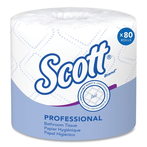 Scott 4460 Essential Standard Septic Safe 2-Ply Roll Bathroom Tissue - White (80 Rolls/Carton, 550 Sheets/Roll) image number 0