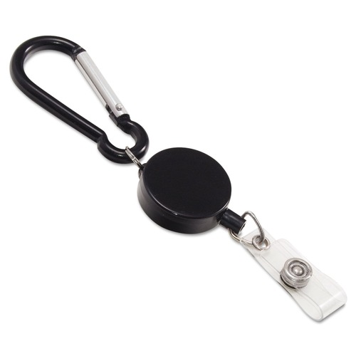  | Advantus 76349 Metal Badge Reel and Carabineer with 24 in. Extension - Black (5-Piece/Pack) image number 0