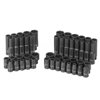 Grey Pneumatic 9748 48-Piece 1/4 in. Drive 6s-Point SAE/Metric Standard and Deep Impact Socket Set