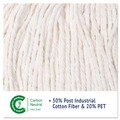 Mops | Boardwalk BWK502WHEA Cotton/ Synthetic Fiber Super Loop Wet Mop Head - Medium, White image number 8