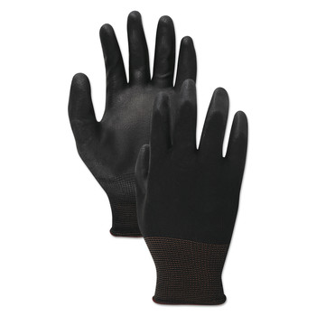 Boardwalk BWK000289 Polyurethane Palm Coated Gloves - Large, Black (1 Dozen)