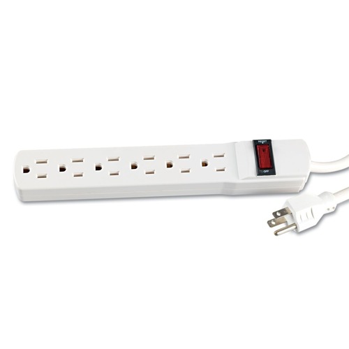 Innovera IVR73306 15 Amp 6 ft. Cord 1.94 in. x 10.19 in. x 1.19 in. Corded Six Outlet Power Strip - Ivory image number 0