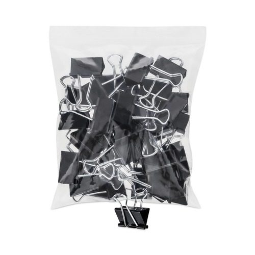 New Arrivals | Universal UNV10210VP Binder Clips in Zip-Seal Bag - Medium, Black/Silver (36/Pack) image number 0