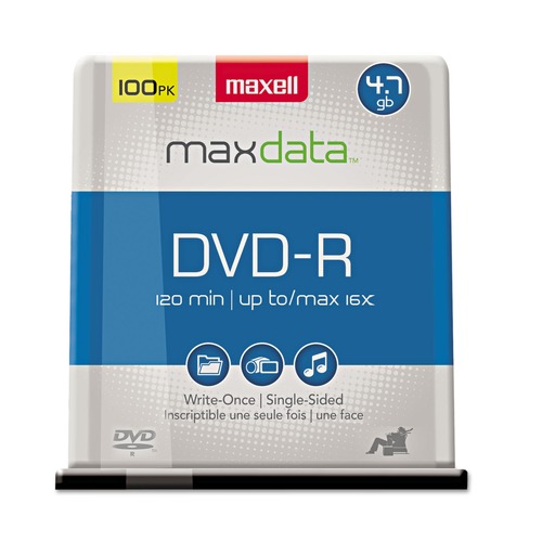 Maxell 638014 Dvd-R Recordable Disc, 4.7 Gb, 16x, Spindle, Gold, 100/pack image number 0