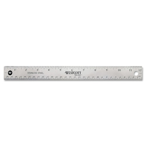 Westcott 10415 12 in. Long, Standard/Metric, Stainless Steel Office Ruler With Non Slip Cork Base image number 0