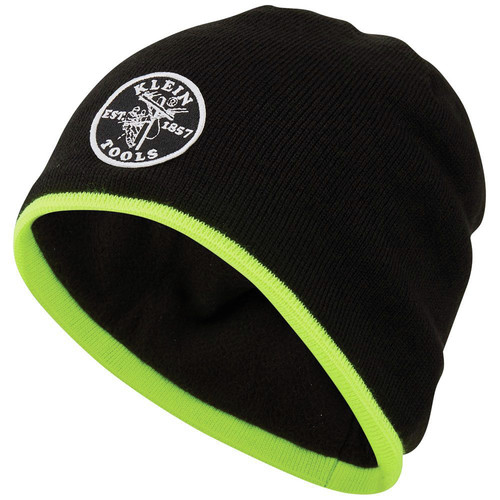 Hats | Klein Tools 60391 Knit Beanie - One Size, Black/High Visibility Yellow image number 0