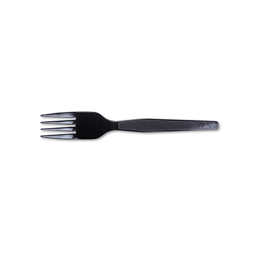 Cutlery | Dixie FM507 Medium-Weight Polystyrene Plastic Forks - Black (100-Piece/Box) image number 0