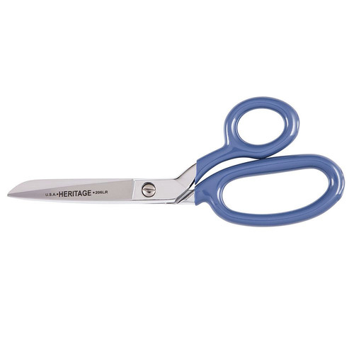Klein Tools 206LR-P 7 in. Large Bottom Ring Bent Trimmer Scissors with Blue Coating image number 0