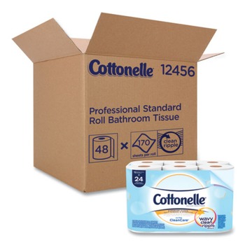 Cottonelle 12456 Clean Care Septic Safe 1-Ply Bathroom Tissue - White (48-Box/Carton 170-Sheet/Roll)