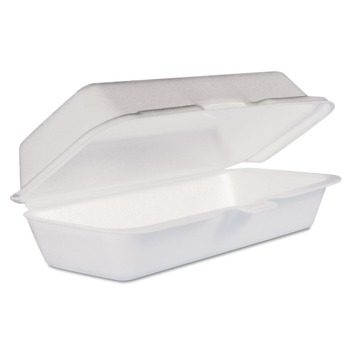 Dart 72HT1 3.8 in. x 7.1 in. x 2.3 in. Foam Hinged Hot Dog Lid Container - White (500/Carton)