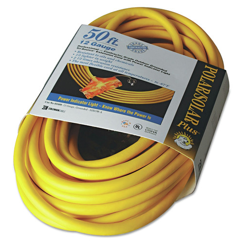 CCI 3488SW0002 Polar/Solar Outdoor Extension Cord, 50 ft, Three-Outlets, Yellow image number 0