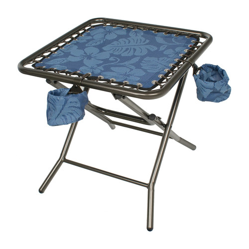 Bliss Hammock GFC-TBLD-BFR 20 in. Folding Side Table with 2 Detachable Cup Holders - Blue Flowers image number 0