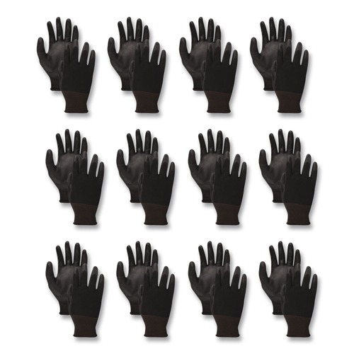 Work Gloves | Boardwalk BWK0002910 Palm Coated Cut-Resistant HPPE Gloves - Black, XL (6-Pair) image number 0