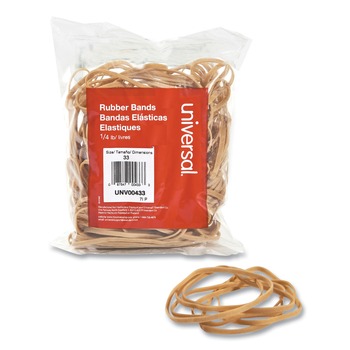 Universal UNV00433 Size 33 .04 in. Gauge Rubber Bands - Beige (160/Pack)