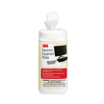 3M CL610 5 1/2 in. x 6 3/4 in. Electronic Equipment Cleaning Wipes - White (80/Canister)