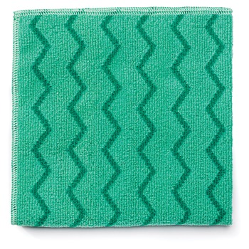 Rubbermaid Commercial FGQ62000GR00 16 in. x 16 in. Microfiber Reusable Cleaning Cloths - Green (12-Piece/Carton)