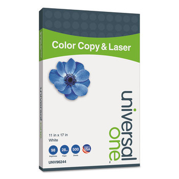 Universal UNV96244 98 Bright 11 in. x 17 in. Deluxe Color Copy and Laser Paper - White (500 Sheets/Ream)
