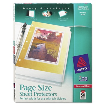 Avery 74203 Top-Load Poly 3-Hole Punched Sheet Protectors, Letter, Diamond Clear, 50/box