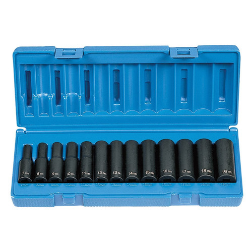 Grey Pneumatic 1213MD 13-Piece 3/8 in. Drive 6-Point Metric Deep Impact Socket Set image number 0