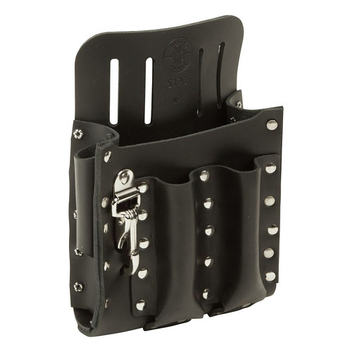 Tool Belts | Klein Tools 5126 5-Pocket Leather Tool Pouch with Knife Snap image number 0