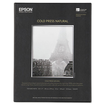 Epson S042297 Cold Press Fine Art Paper, 19 Mil, 8.5 X 11, Textured Matte Natural, 25/pack