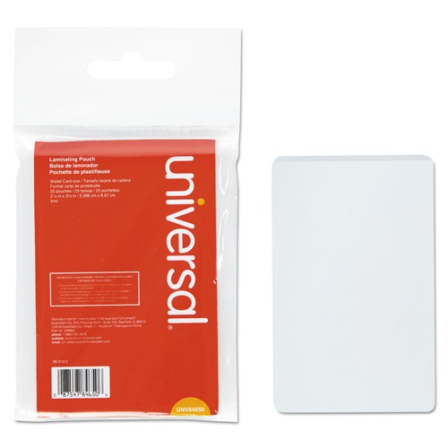 Universal UNV84650 5 mil 2.13 in. x 3.38 in. Laminating Pouches - Matte Clear (25/Pack) image number 0