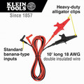 Klein Tools 69367 2-Piece 10 ft. Heavy-Duty Alligator Clip Test Leads Set image number 1