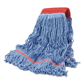 Boardwalk BWKLM30311L Looped End Cotton/Synthetic Mop Heads - Large, Blue (12/Carton)