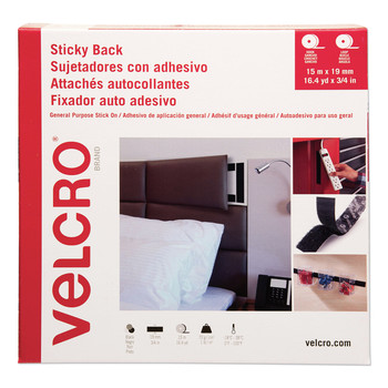 Velcro VEL-30633-GLO Sticky-Back Removable Adhesive 0.75 in. x 49 ft. Fasteners - White (1 Roll)