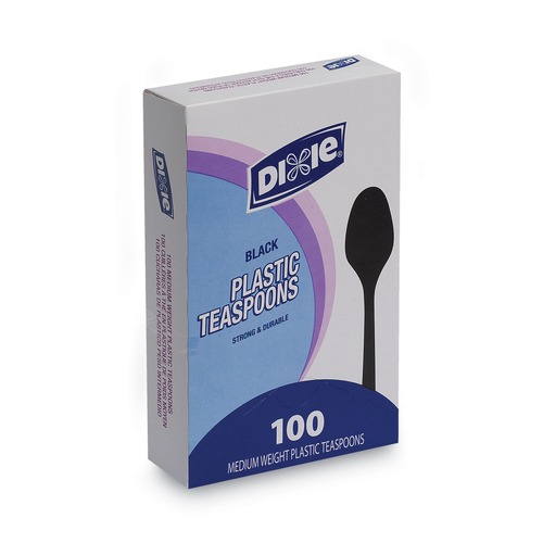 Dixie TM507 Heavy Mediumweight Plastic Cutlery Teaspoons - Black (100/Box) image number 0