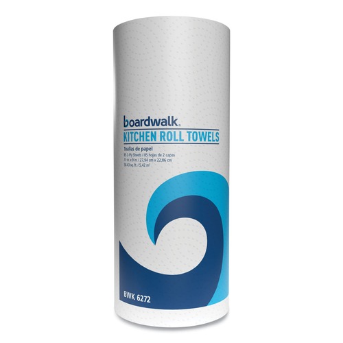Paper Towels and Napkins | Boardwalk WPBWK6272 11 in. x 9 in. 2-Ply Kitchen Roll Towel - White (85 Sheets/Roll, 30 Rolls/Carton) image number 0
