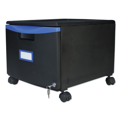 Office Filing Cabinets & Shelves | Storex 61269U01C 14.75 in. x 18.25 in. x 12.75 in. Single-Drawer Mobile Filing Cabinet - Black/Blue image number 0