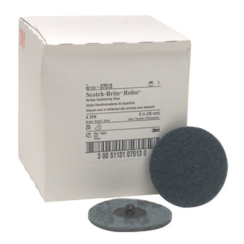 3M 7513 Scotch-Brite Roloc Surface Conditioning Disc Blue 3 in. Very Fine (25-Pack)