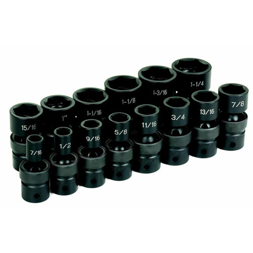Grey Pneumatic 1314U 14-Piece 1/2 in. Drive 6-Point SAE Universal Ball Joint Socket Set image number 0