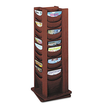 Safco 4335MH 48-Compartment 17.75 in. x 17.75 in. x 49.5 in. Rotary Display - Mahogany