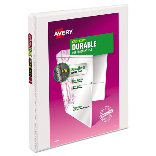 Friends and Family Sale - Save up to $60 off | Avery 17002 Durable 0.5 in. Capacity 11 in. x 8.5 in. 3 Ring View Binder with DuraHinge and Slant Rings - White image number 0