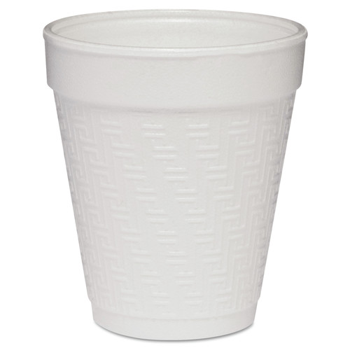 Just Launched | Dart 8KY8 8 oz. Hot/Cold Greek Key Design Small Foam Drink Cups - Small, White (25/Bag 40 Bag/Carton) image number 0