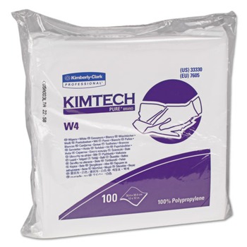 Kimtech 33330 W4 Flat Double Bag 12 in. x 12 in. Critical Task Wipers - White (5-Box/Carton 100-Sheet/Pack)