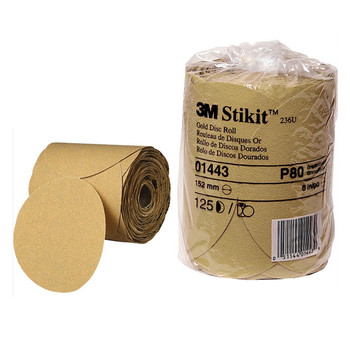 3M 1443 6 in. P80 Stikit Gold Sanding Discs (125-Pack)