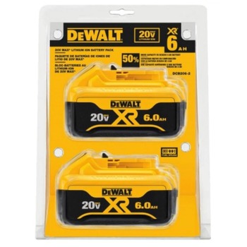 Dewalt DCB206-2 20V MAX Premium XR 6 Ah Lithium-Ion Slide Battery (2-Pack)
