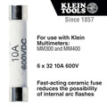 Klein Tools 69032 6X32 10A 600V Replacement Fuse for MM300/MM400 image number 1
