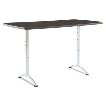 Iceberg 69325 ARC Adjustable Height 36 in. x 72 in. x 30 in. to 42 in. Rectangular Table - Gray Walnut/Silver