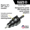 Drill Attachments and Adaptors | Klein Tools 85091 Power Conduit Reamer image number 3