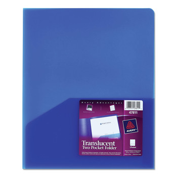 Avery 47811 Two-Pocket 20 Sheet Capacity Plastic Folder - Translucent Blue